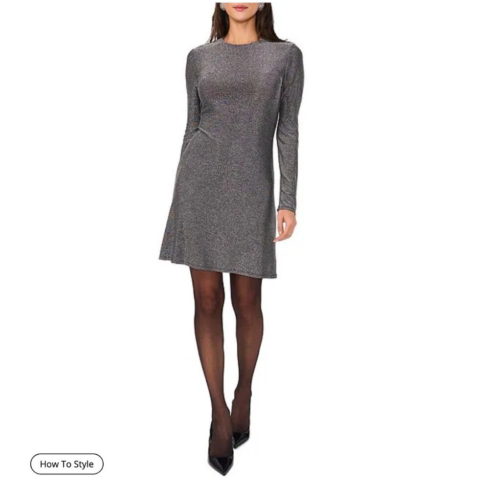 1. State Gilded Age Metallic Silver Edge Dress